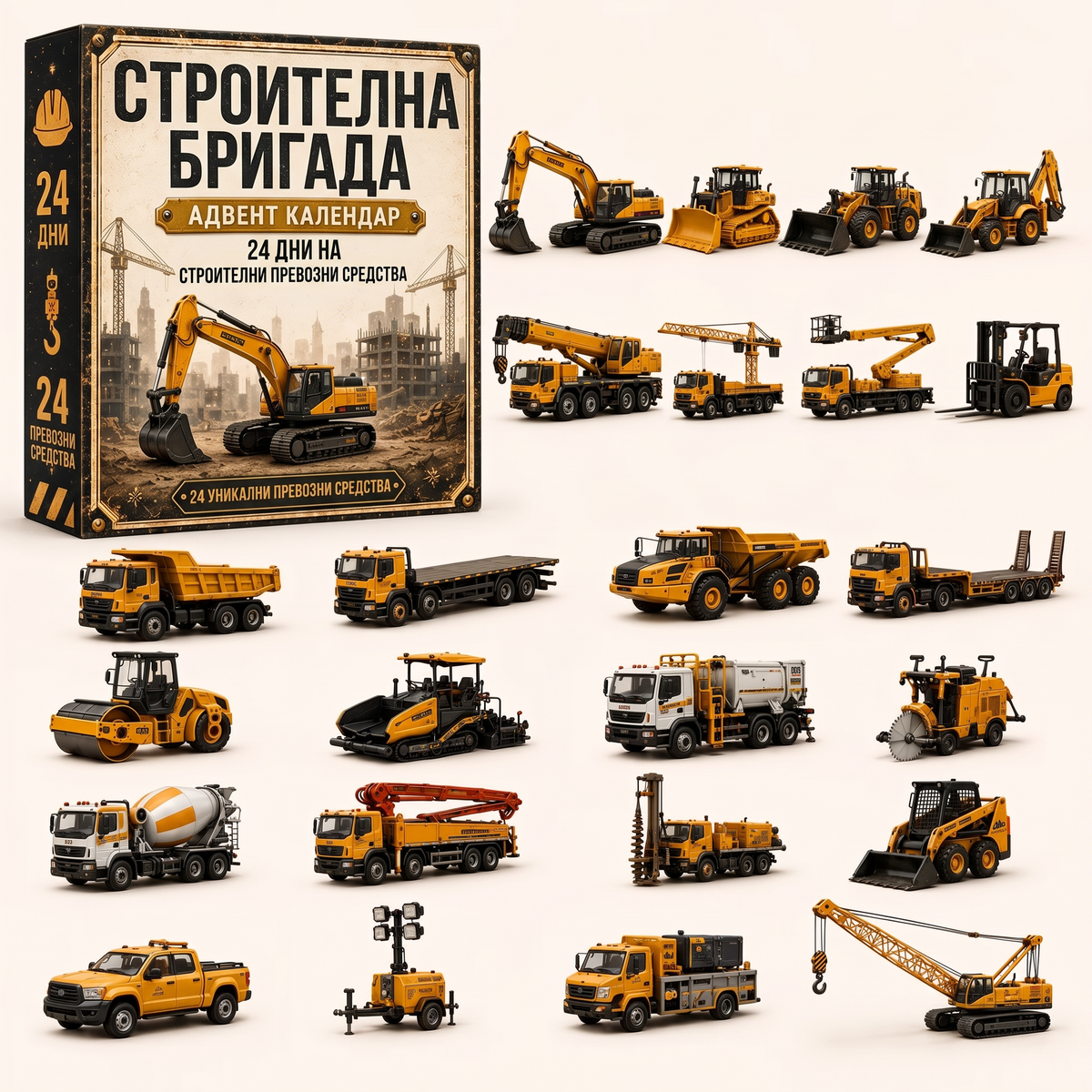 🔥🎄 КОЛЕДНА СПЕЦИАЛНА ОФЕРТА: 50% ОТСТЪПКА - 🎁 24-дневен коледен адвент календар с превозни средства: Съберете свой собствен автопарк🔥