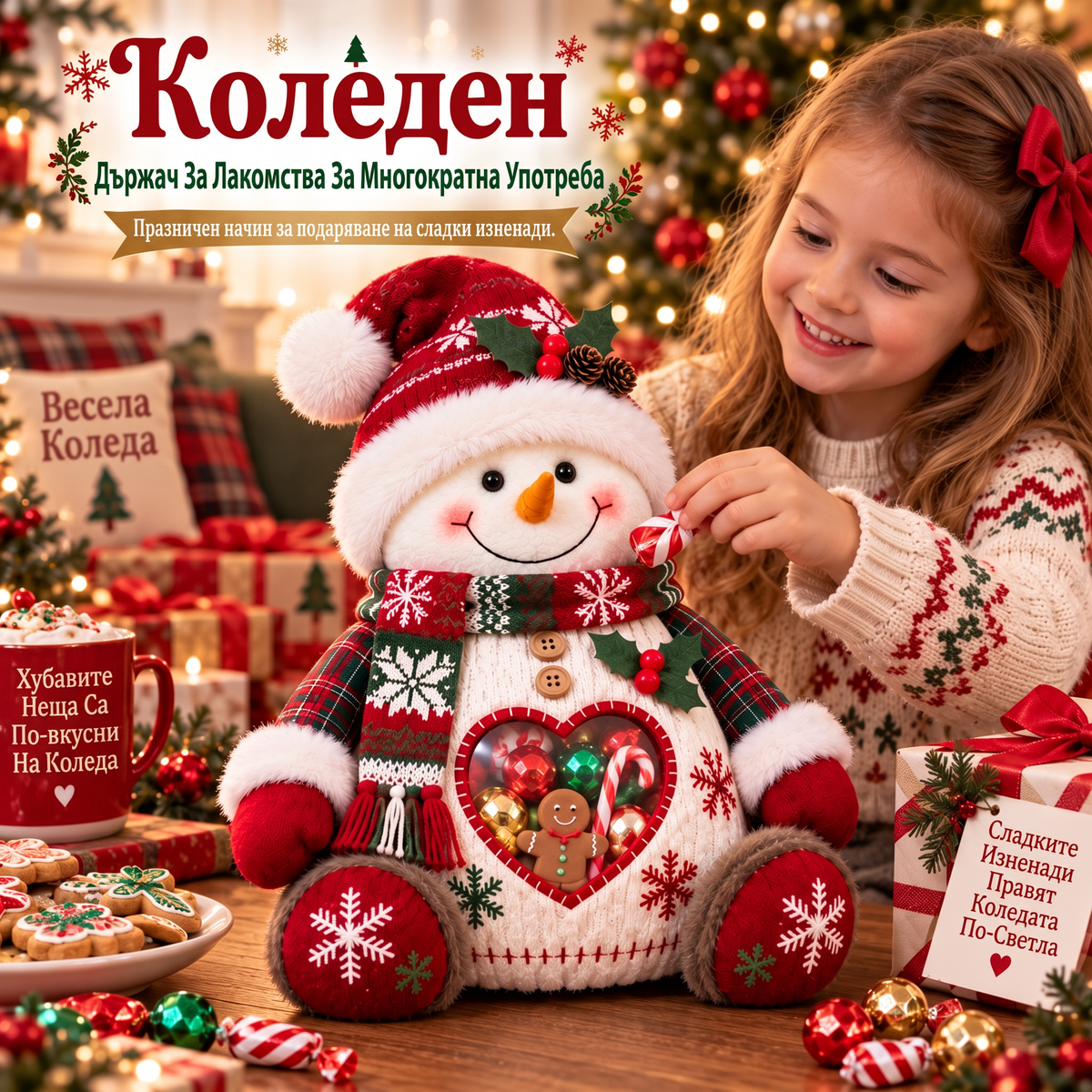 💥Коледна оферта — 50% отстъпка!🎅Коледна фигурка за лакомства – Кутия за многократна употреба за сладкиши и подаръци 1🎄