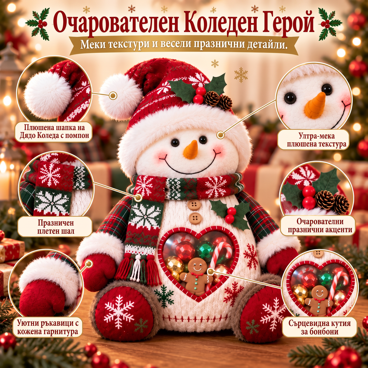 💥Коледна оферта — 50% отстъпка!🎅Коледна фигурка за лакомства – Кутия за многократна употреба за сладкиши и подаръци 1🎄