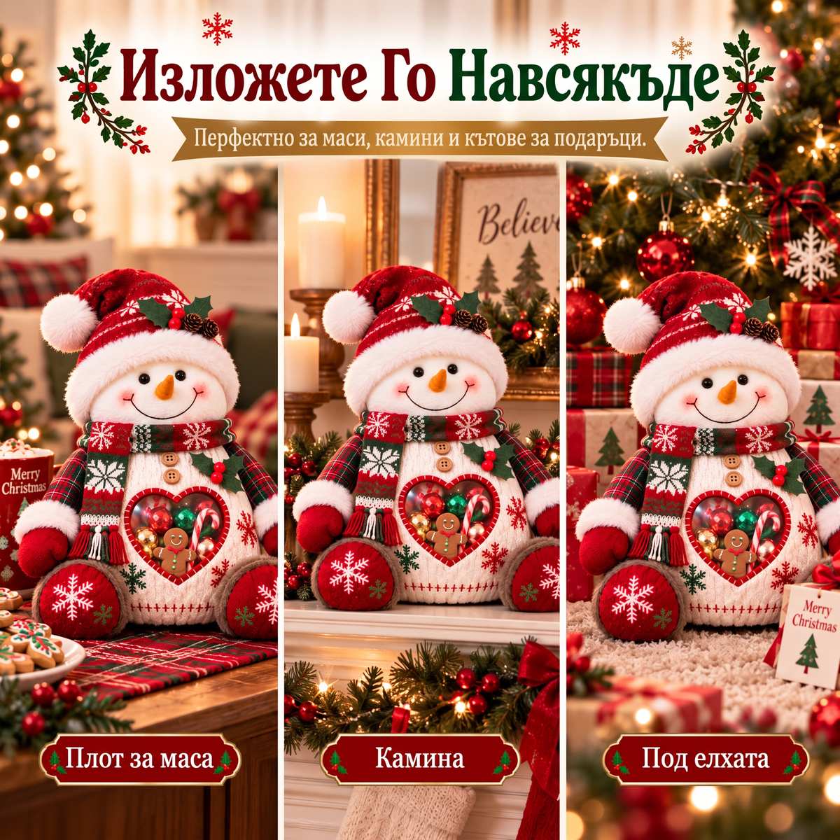 💥Коледна оферта — 50% отстъпка!🎅Коледна фигурка за лакомства – Кутия за многократна употреба за сладкиши и подаръци 1🎄