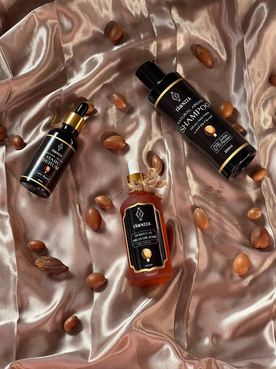 Tawnzza Hair Care Pack – Moroccan Argan Oil, Shampoo & Serum Bundle