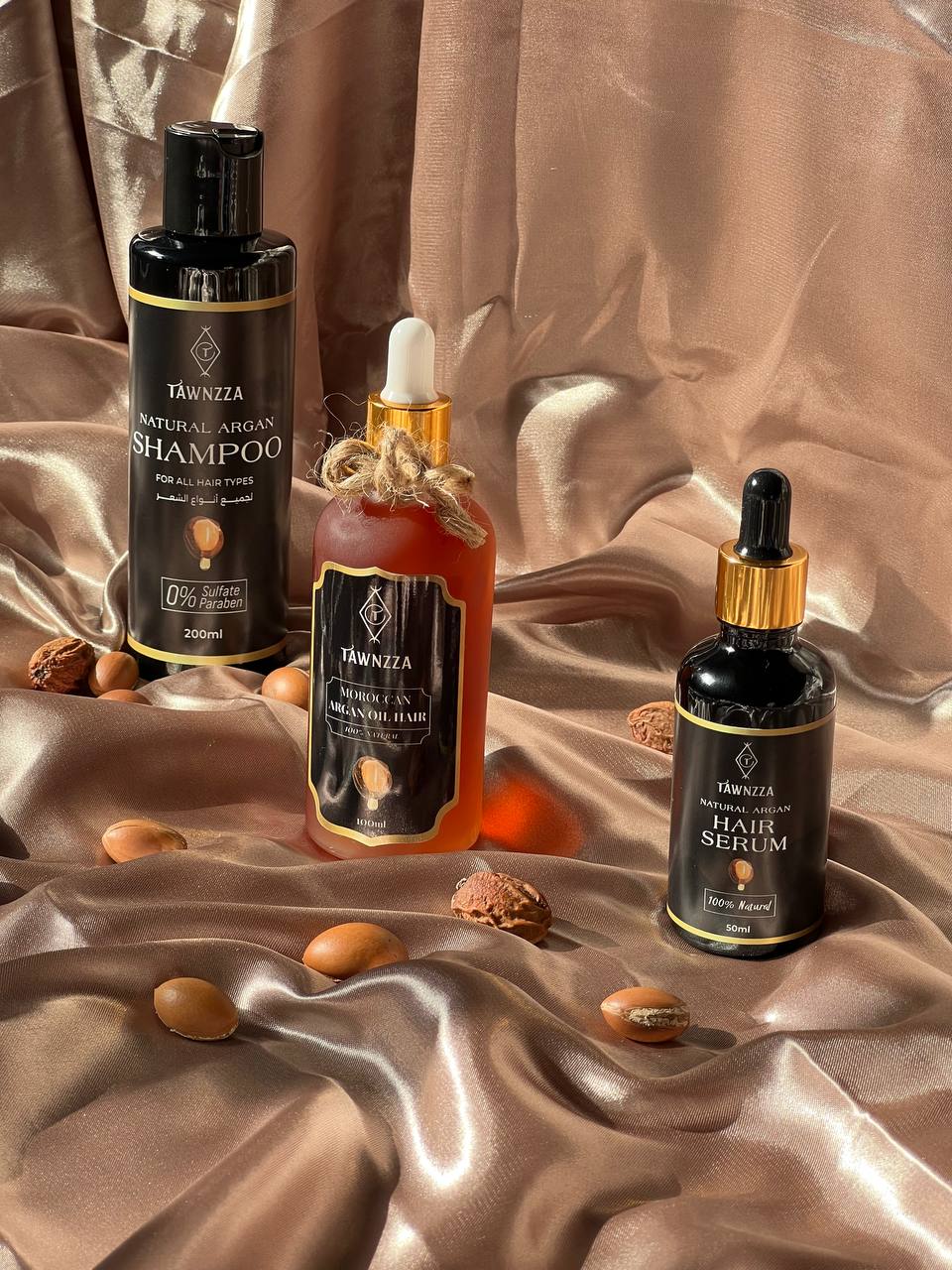 Tawnzza Hair Care Pack – Moroccan Argan Oil, Shampoo & Serum Bundle