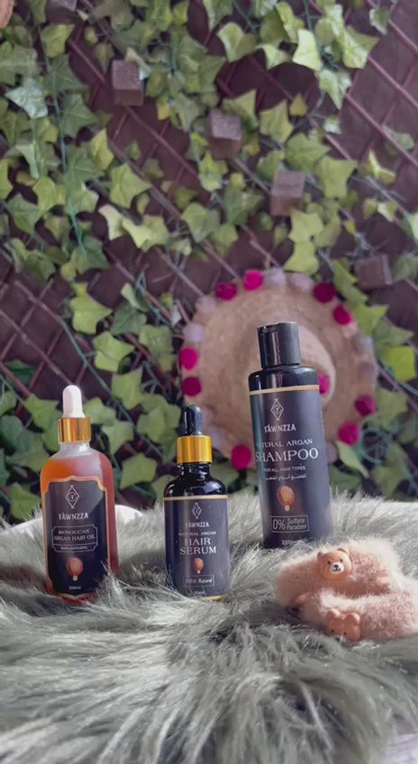 Tawnzza Hair Care Pack – Moroccan Argan Oil, Shampoo & Serum Bundle